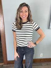 Load image into Gallery viewer, Ivory and Black Crochet Top