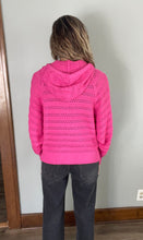 Load image into Gallery viewer, Fuchsia Crochet Hoodie Sweater with Dolman Sleeves
