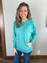 Load image into Gallery viewer, Turquoise French Terry Pullover