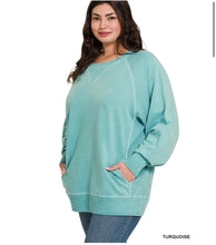 Load image into Gallery viewer, Turquoise French Terry Pullover