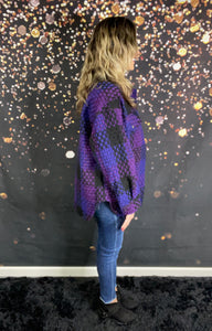 Violet checkered pattern shacket