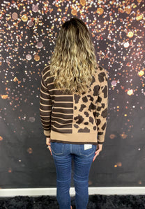 Leopard color block sweater