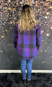 Violet checkered pattern shacket