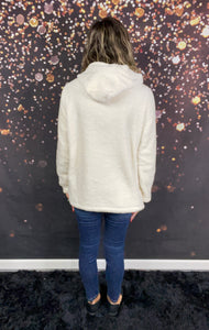 Ivory fur hoodie pullover