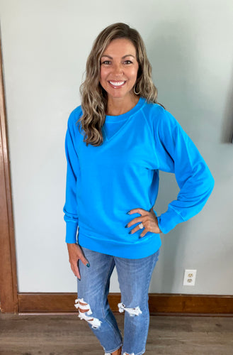 Ocean Blue French Terry Pullover