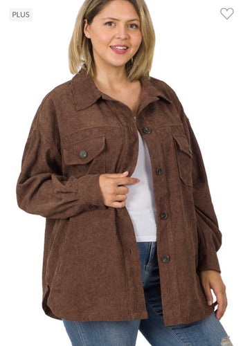 Brown corduroy shacket