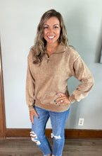 Load image into Gallery viewer, Deep Camel Acid Wash Half-Zip Pullover