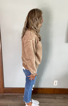 Load image into Gallery viewer, Deep Camel Acid Wash Half-Zip Pullover