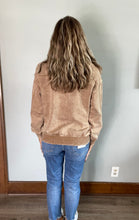 Load image into Gallery viewer, Deep Camel Acid Wash Half-Zip Pullover