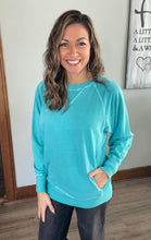 Load image into Gallery viewer, Turquoise French Terry Pullover