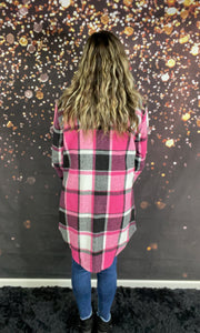 Pink and black longer length shacket