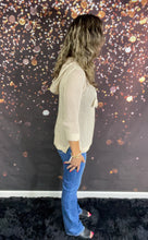 Load image into Gallery viewer, Cream knit hoodie w/tassel drawstrings