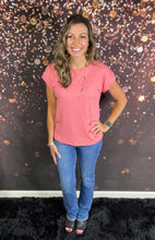 Load image into Gallery viewer, Coral button shoulder top
