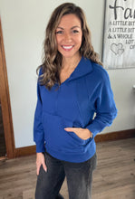 Load image into Gallery viewer, Light Navy Ribbed Half Zip Pullover