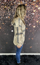 Load image into Gallery viewer, Mocha plaid hooded sweatshirt