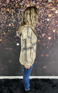 Mocha plaid hooded sweatshirt