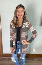 Load image into Gallery viewer, Leopard &amp; Stripe Open Front Cardigan