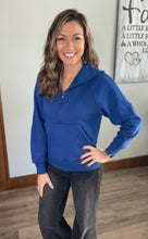 Load image into Gallery viewer, Light Navy Ribbed Half Zip Pullover