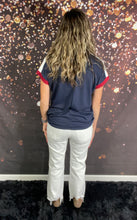 Load image into Gallery viewer, Navy v-neck terry top