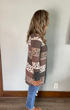 Load image into Gallery viewer, Leopard &amp; Stripe Open Front Cardigan
