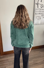 Load image into Gallery viewer, Hunter Green Acid Wash Half Zip Pullover