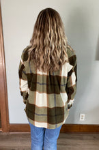 Load image into Gallery viewer, Olive Plaid Fleece Shacket