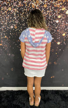 Load image into Gallery viewer, American flag lace up hoodie top