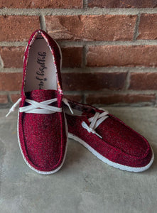 Maroon shimmer gypsy jazz shoes