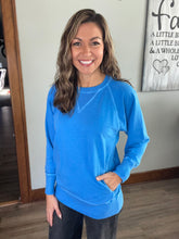 Load image into Gallery viewer, Ocean Blue French Terry Pullover