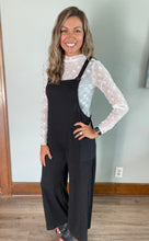 Load image into Gallery viewer, Black Ribbed Overall Jumpsuit