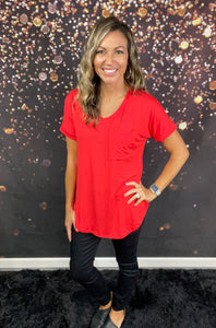 Red tunic v-neck top