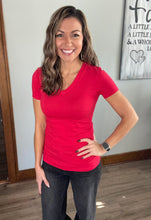 Load image into Gallery viewer, Red V-Neck Everyday Tee
