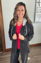 Load image into Gallery viewer, Charcoal Hooded Shacket