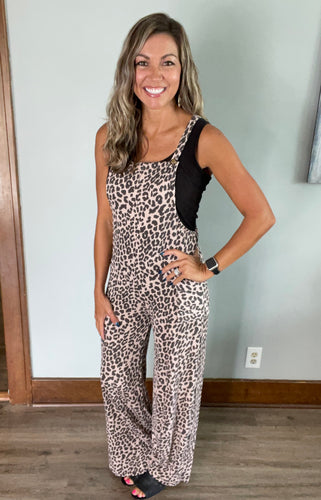 Animal Print Ribbed Jumpsuit