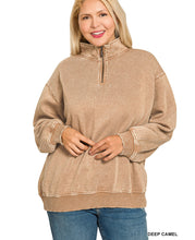 Load image into Gallery viewer, Deep Camel Acid Wash Half-Zip Pullover