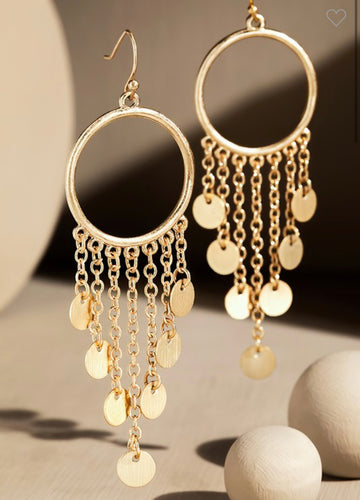 Gold metal hoop earrings w/charms