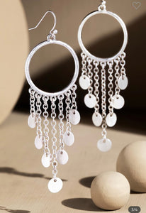 Silver metal hoop earrings w/charms