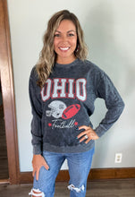 Load image into Gallery viewer, Ohio Football Black Mineral Graphic Terry Sweatshirt