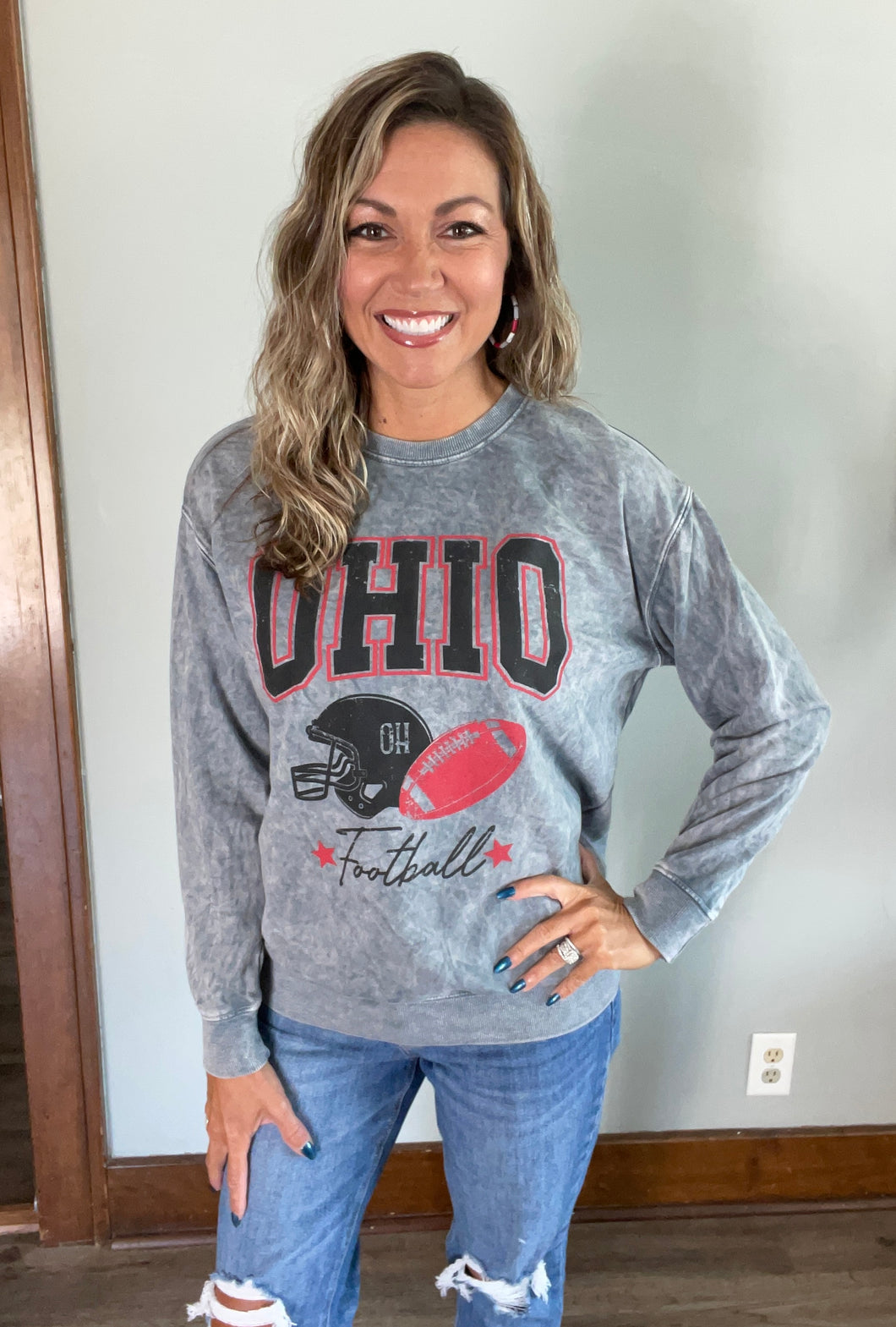 Ohio Football Gray Mineral Graphic Terry Sweatshirt