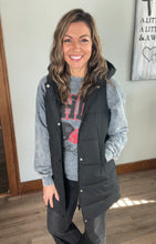 Load image into Gallery viewer, Black Long Puffer Vest