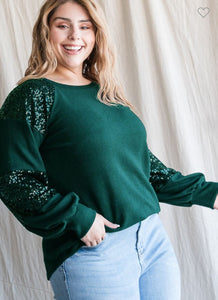 Hunter green sequins top