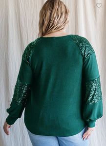 Hunter green sequins top