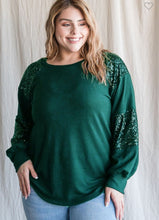 Load image into Gallery viewer, Hunter green sequins top