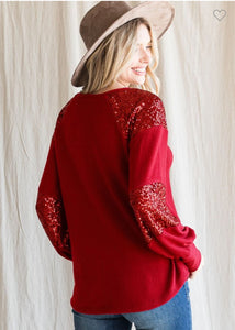 Red sequins top