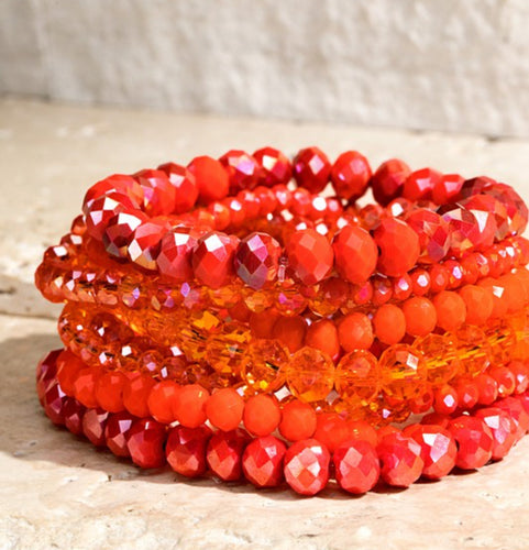Tangerine set of 9 stretch bracelets