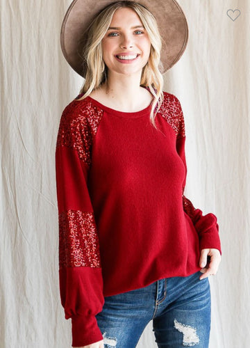 Red sequins top