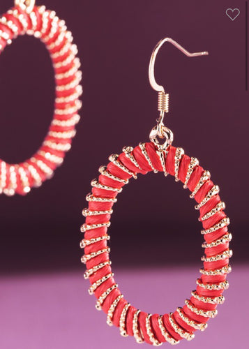 Red oval earrings