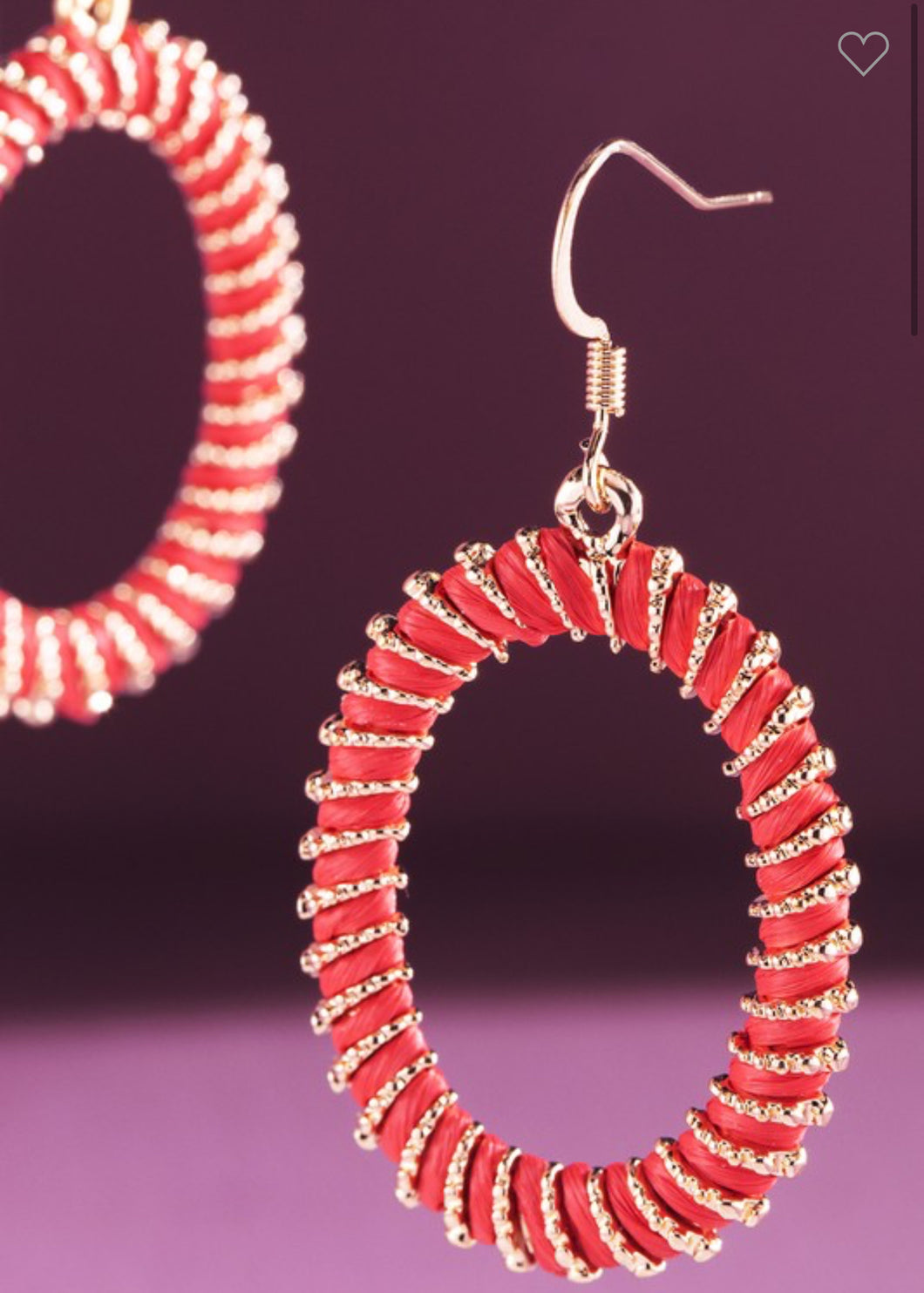 Red oval earrings