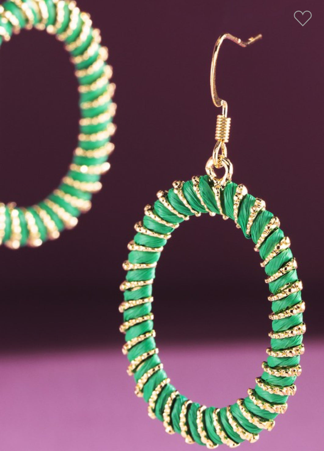 Green oval earrings