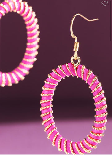 Pink oval dangle earrings